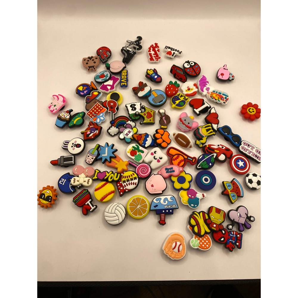 Bulk Lot Assorted PVC‎ Shoe Charms Clogs Crocs Sports Food Animals Superheroes